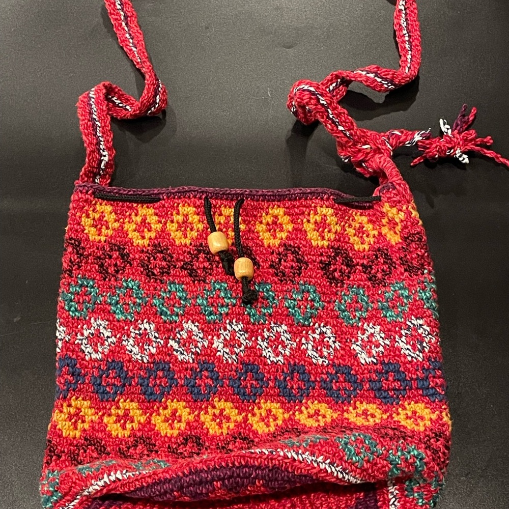 Women's Thick Crochet Knit Colorful Barrel Crossbody Bag